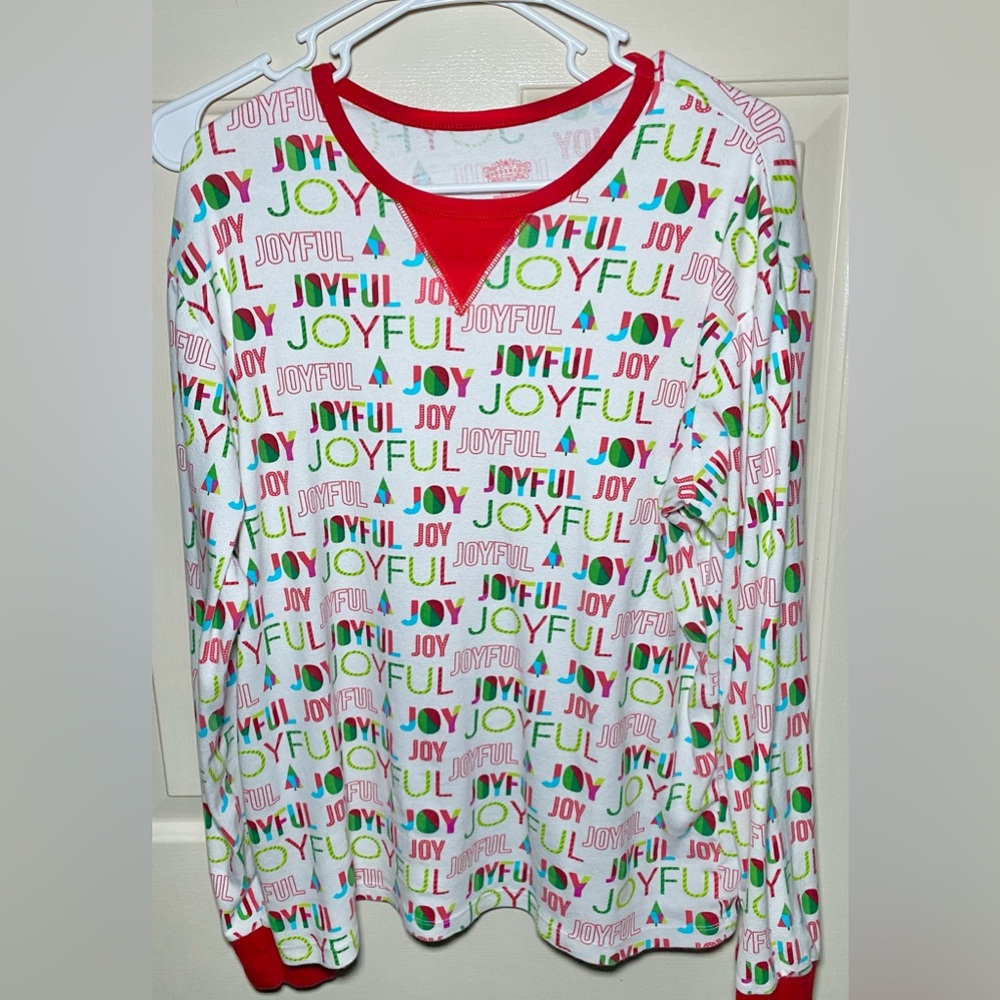 Wondershop Mens Sleep Shirt‎ White Christmas Long Sleeve Joyful Cotton L